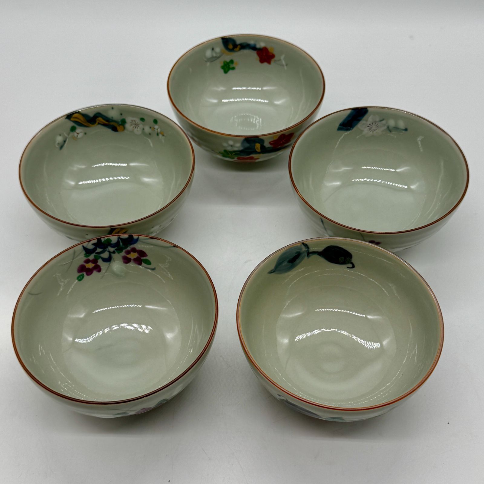 有田焼 祥楽 飯椀揃 乾山絵塗り 絵変り 5個セット 木箱入り ご飯茶碗 