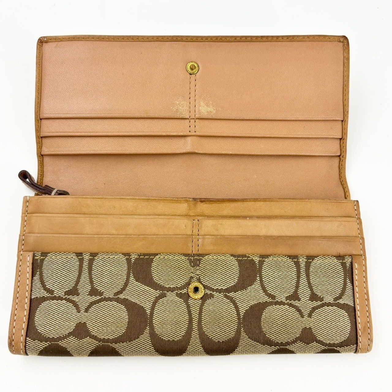 COACH コーチ シグネチャー 長財布 ブラウン レザー×キャンバス 1253