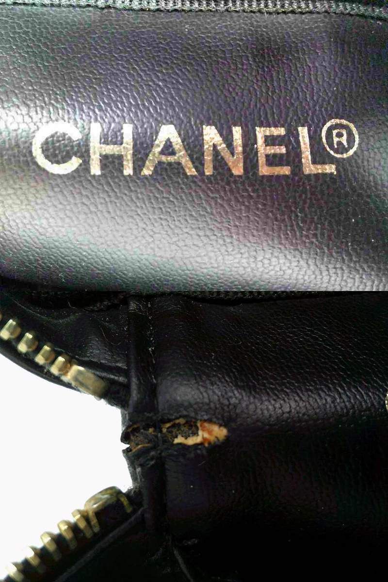 BEC5☆シャネル/CHANEL エナメル ココマーク バニティバッグ ポーチ
