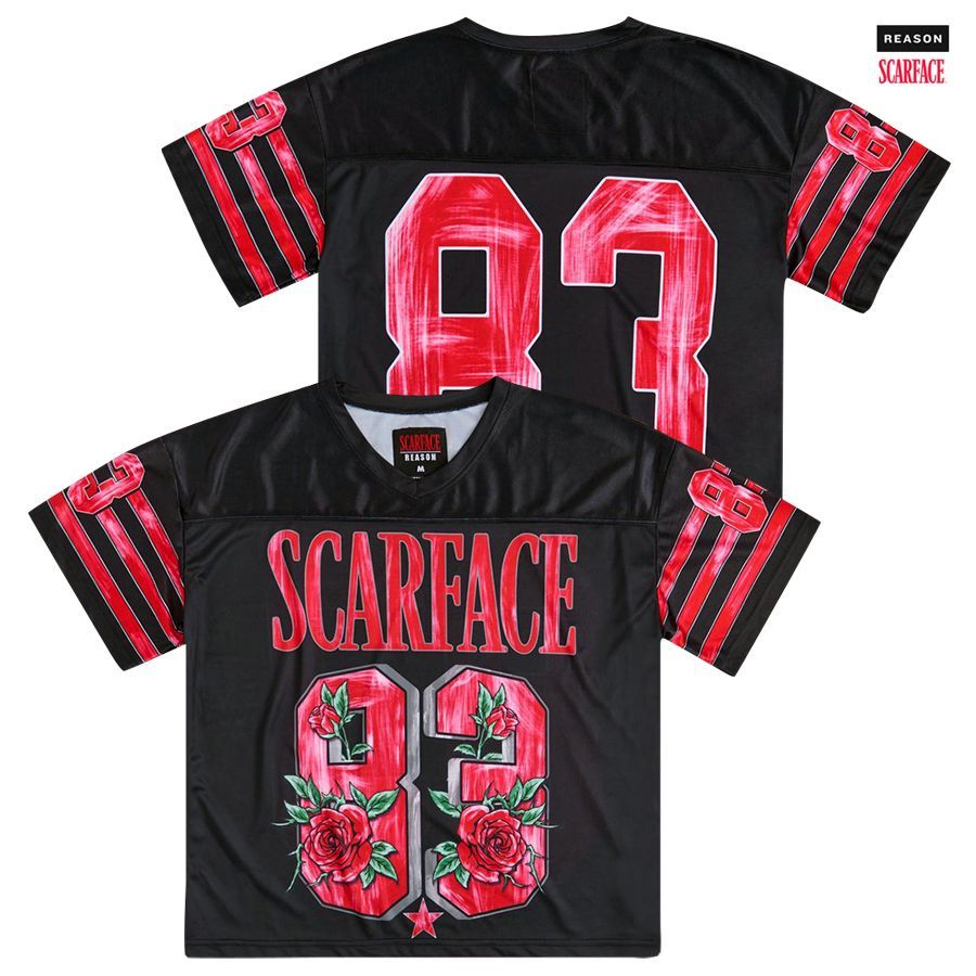 REASON CLOTHING × SCARFACE OVERSIZED FOOTBALL JERSEY BLACK ジャージ フットボールジャージ スカーフェイス コラボ オーバーサイズ ビッグサイズ