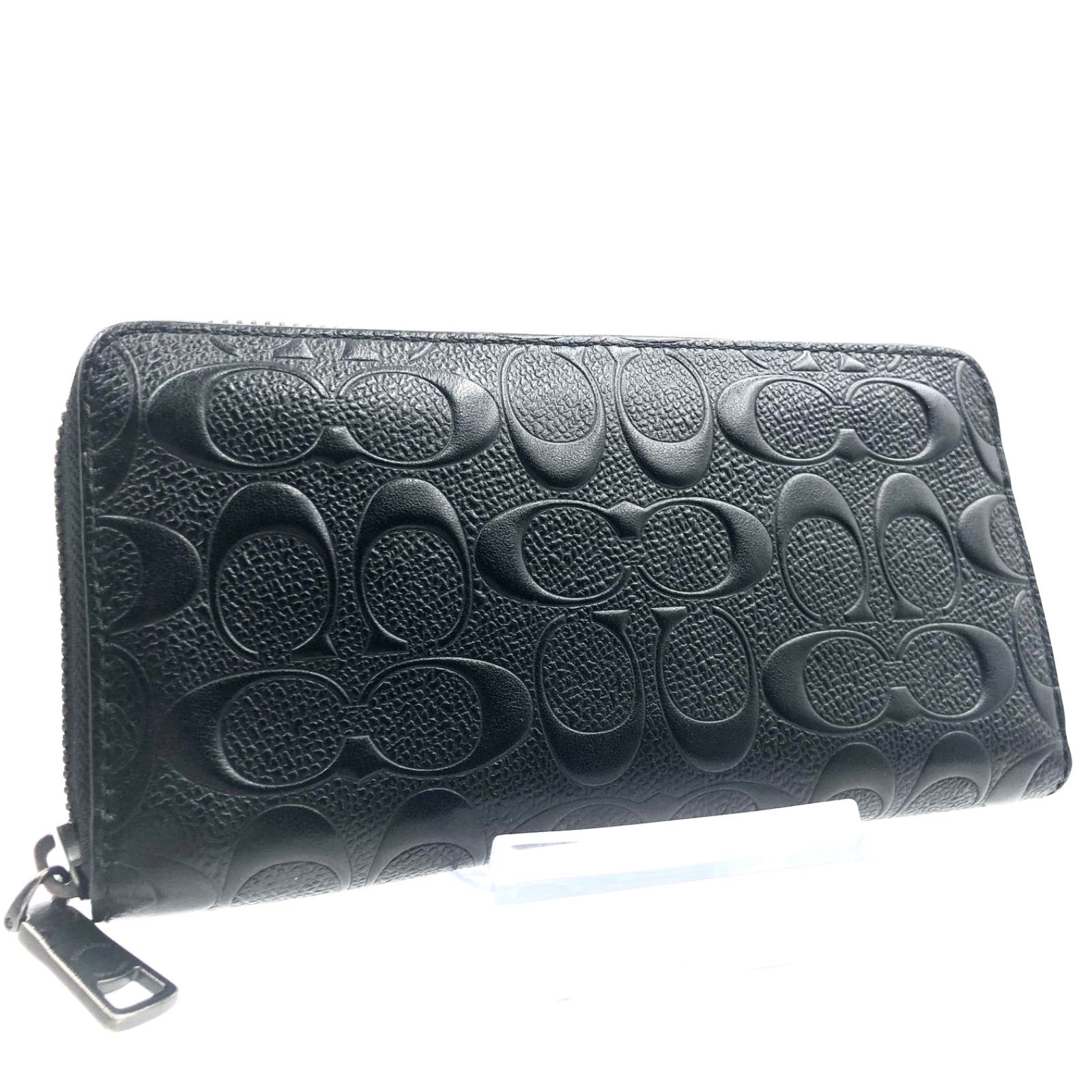 【極美品】コーチ 長財布 エンボス シグネチャー ブラック 74918 値下げ【極美品】COACH コーチ 財布 エンボス ブラック 黒色メンズ長財布