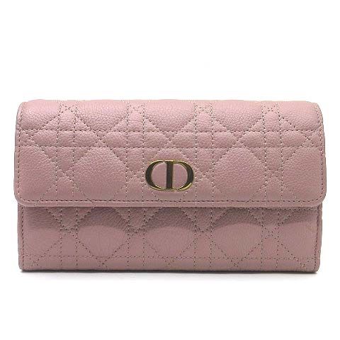 【商品名】 Christian Dior長財布 カナージュ ピンク レザー クリスチャンディオール Christian Dior カロ カナージュ 二