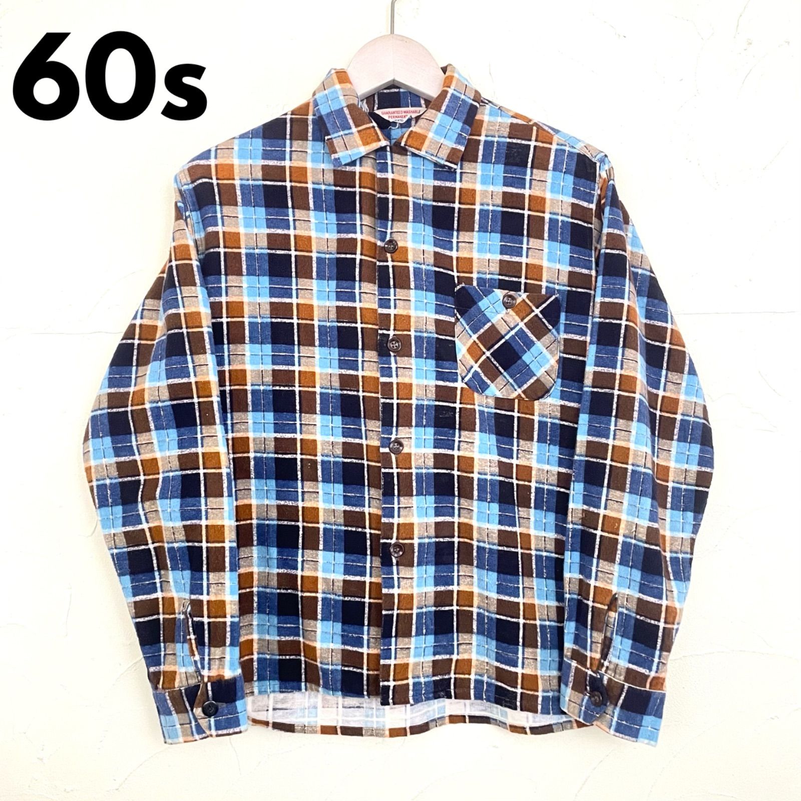 60s vintage プリントネル ネルシャツ 長袖シャツ - メルカリ