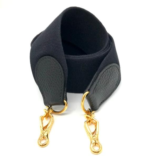 HERMES エルメス レザー x キャンバス エブリン ショルダー ストラップ ブラック 美品 m11582
