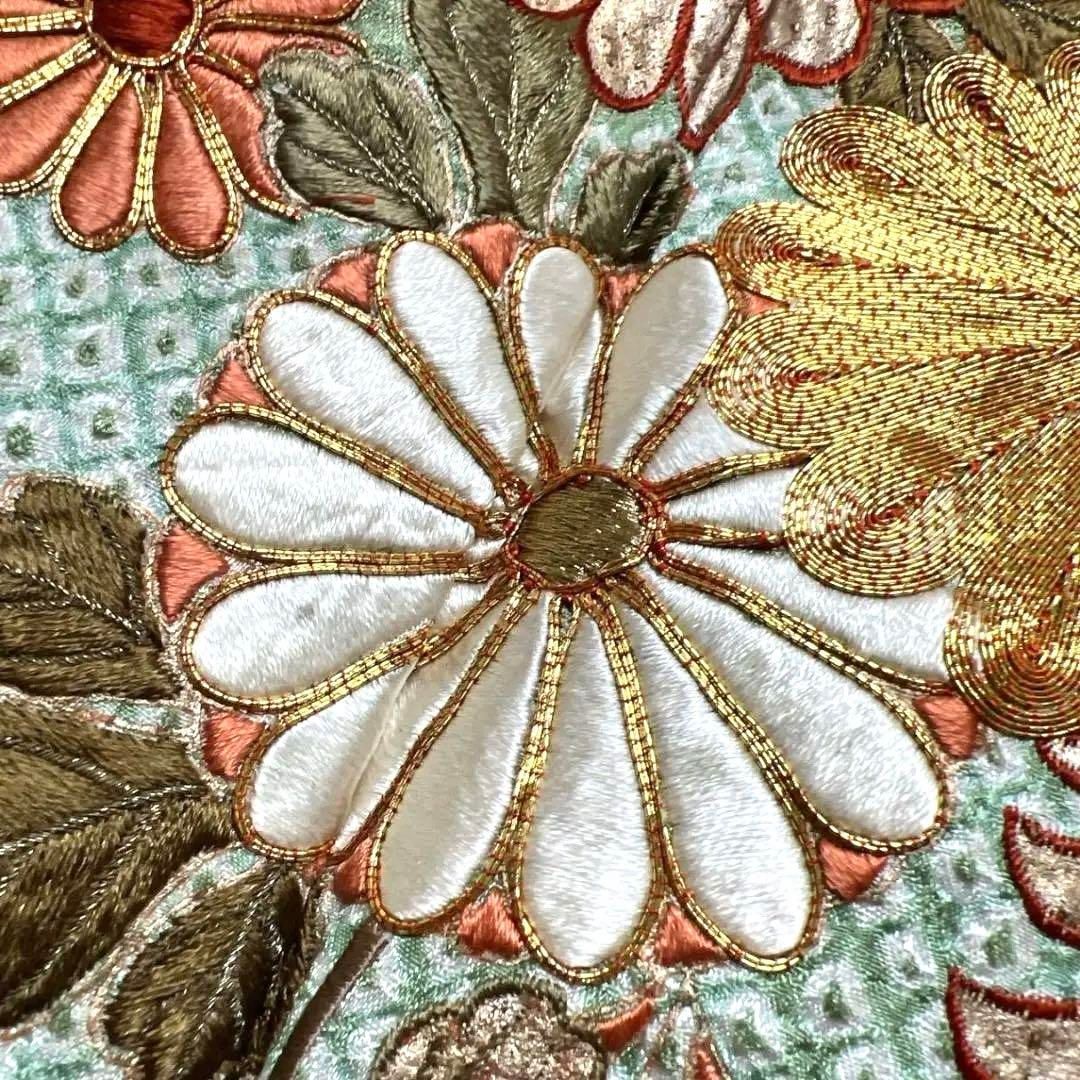 総絞り 刺繍 金駒刺繍 流線 菊花 振袖 着物 014a p - メルカリ