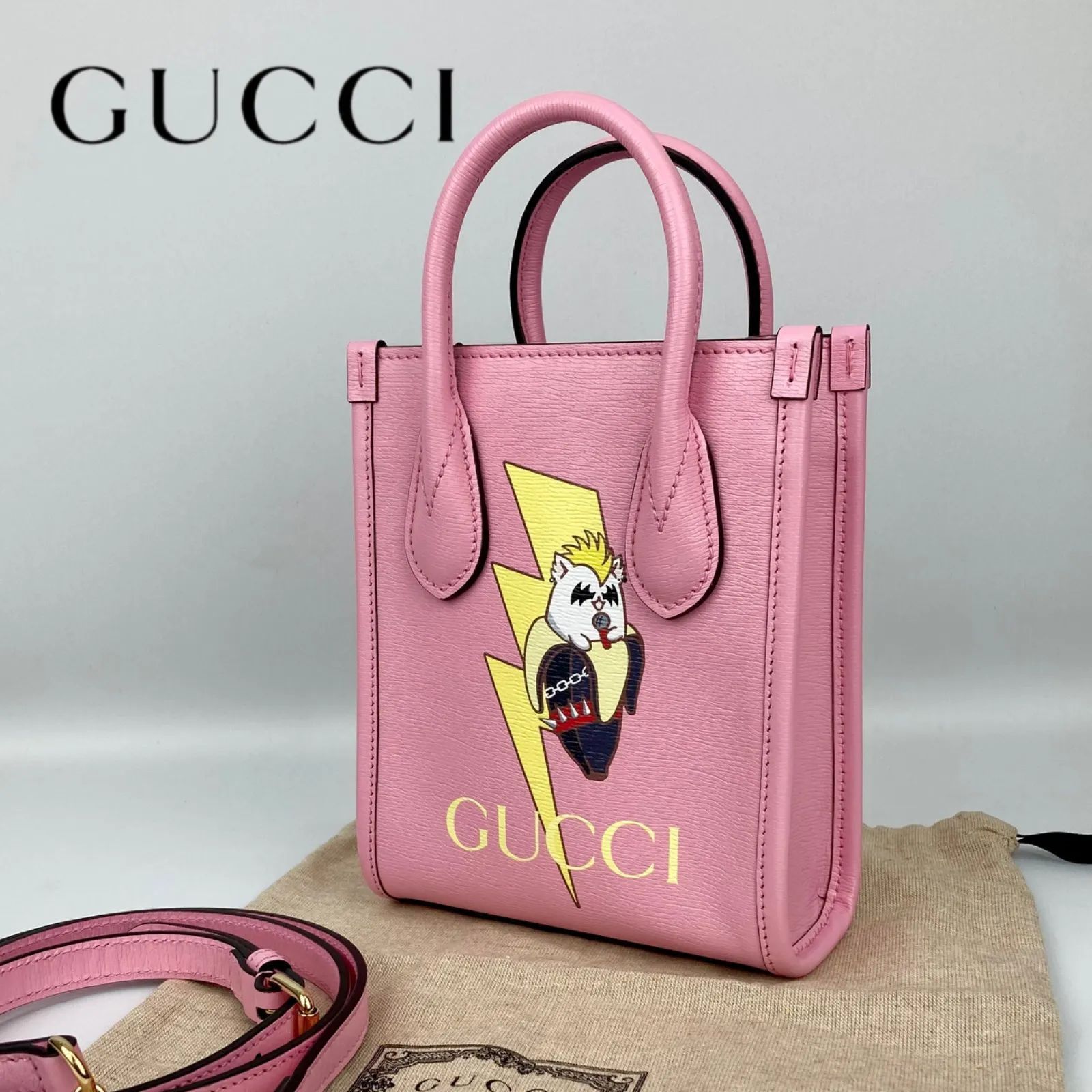 オープニング価格 【新品同様】GUCCI グッチ 671623 ハンドバッグ ショルダーバッグ ミニバッグ ピンク 2way - メルカリ