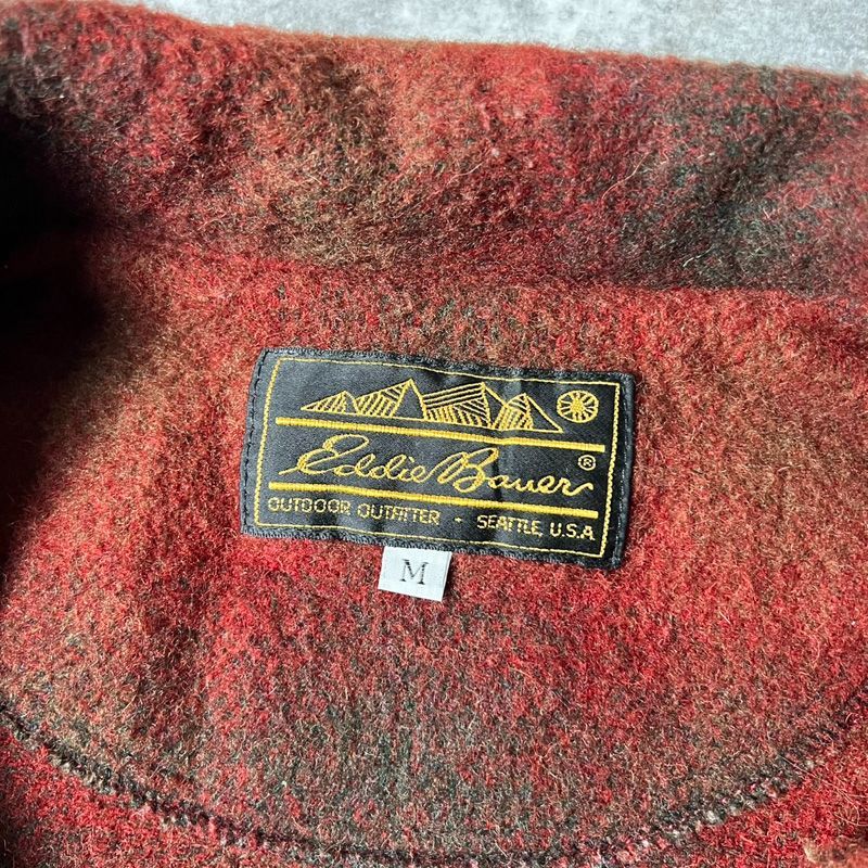 80s USA製 黒タグ Eddie Bauer オンブレ チェック ウール ジャケット
