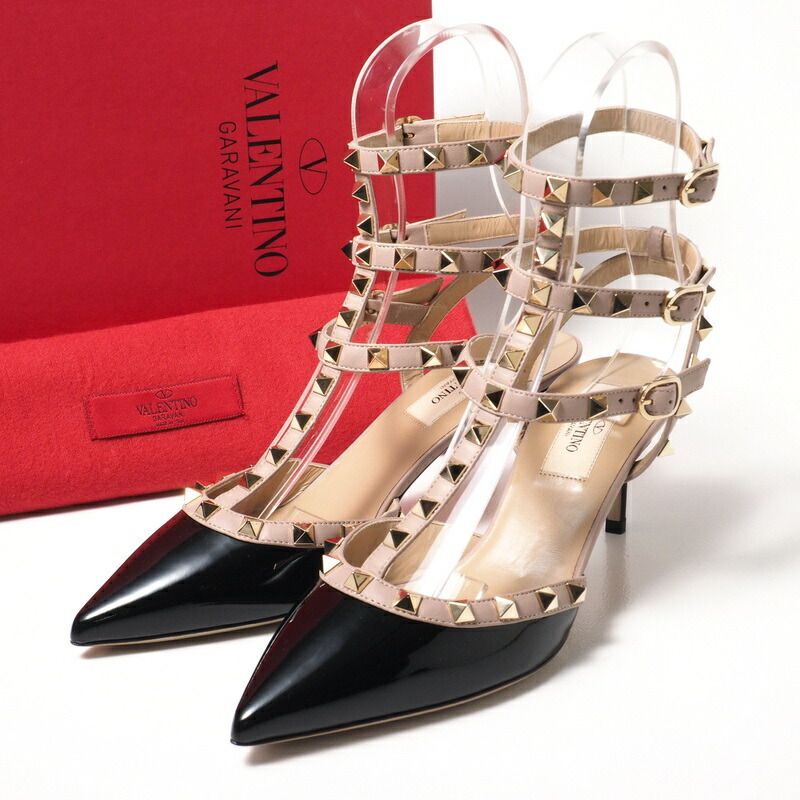 未使用【VALENTINO】ロックスタッズストラップパンプス 23.5cm
