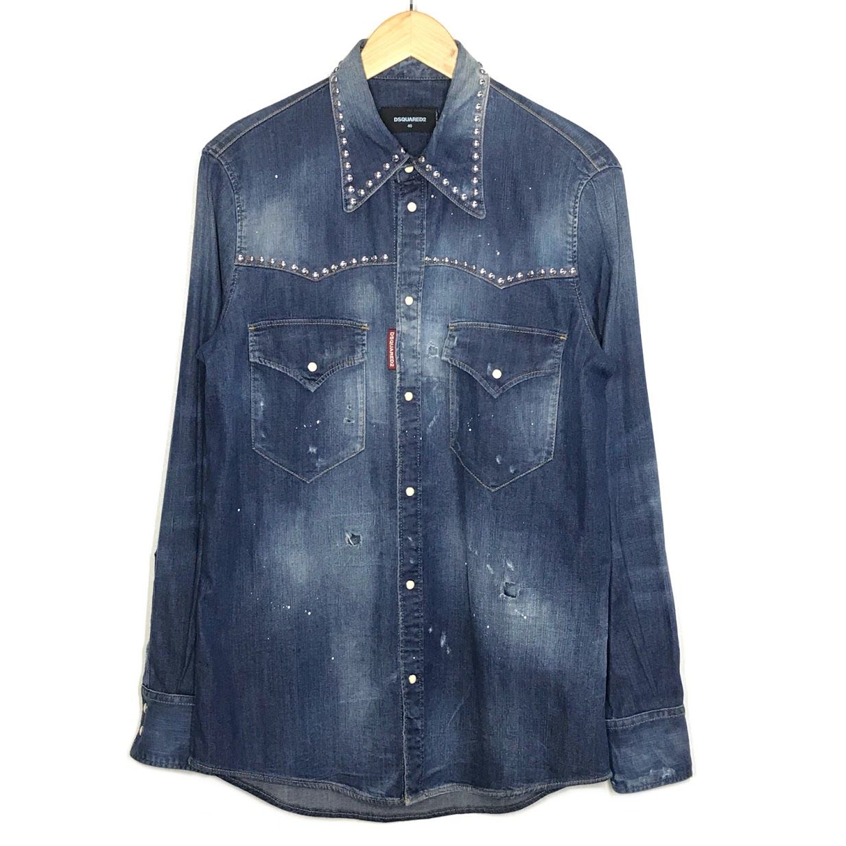 Dsquared2 ホタン付きロンクスリフテニムシャケット 【関税込】 DSQUARED2 スタッズ付きデニムシャツ 46