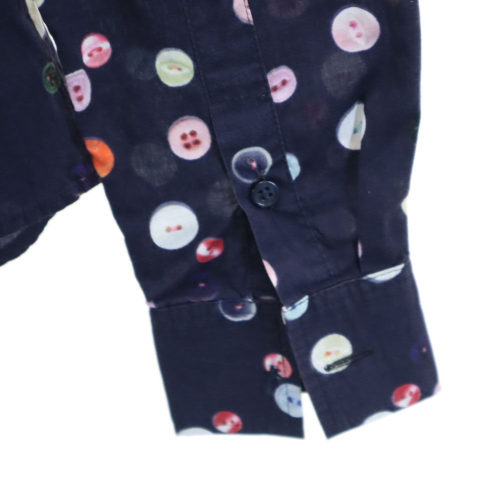 D221362 Paul Smith BLACK 総柄 長袖シャツ ポールスミス ブラック 総柄 長袖 シャツ 40 ネイビー系 Paul
