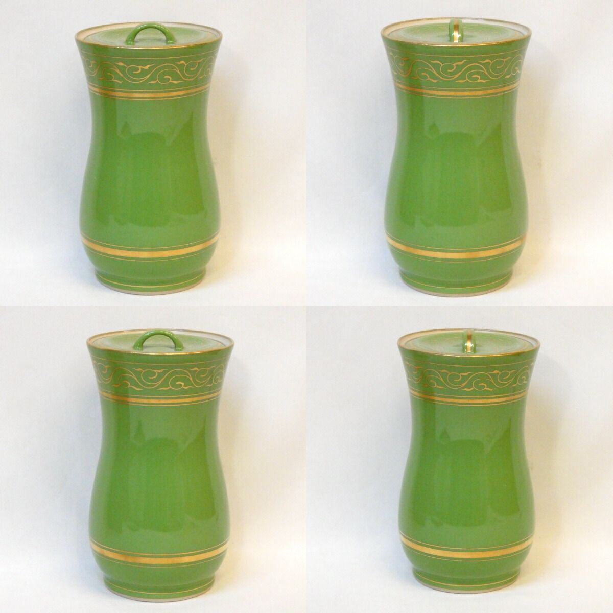 箱違い 平安 玉堂窯 手塚玉堂 作 萌黄金襴 中置 細水指 緑 茶道具