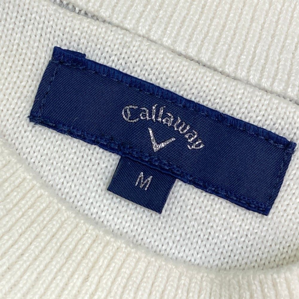 サイズ：M CALLAWAY キャロウェイ  ニットセーター ウール混 ボーダー柄 グレー系 [240101441883] ゴルフウェア メンズ ストスト サイズ：M CALLAWAY キャロウェイ ニットセーター ウール混