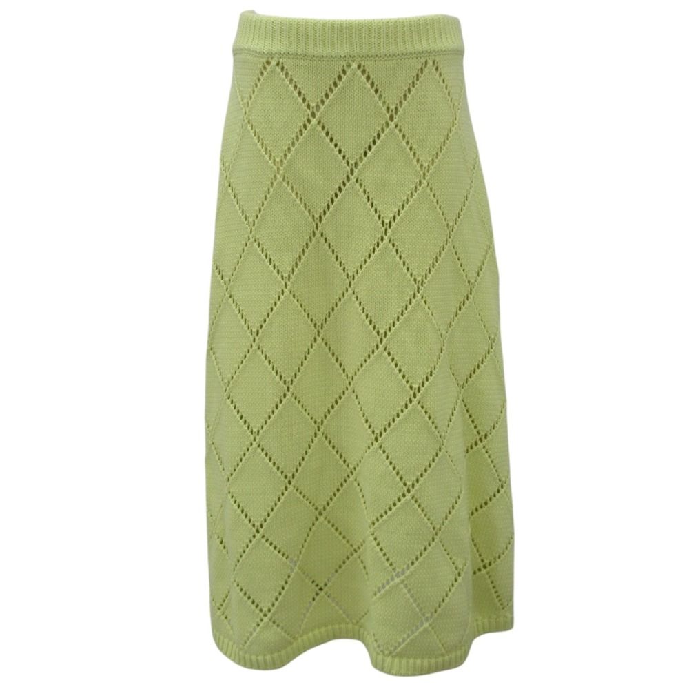 23SS BORDERS at BALCONY ボーダーズアットバルコニー SPRING CHUNKY KNIT SKIRT スカート 36 イエロー レディース 古着