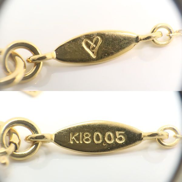 AHKAH ハートパヴェ ネックレス K18YG 1.2g ダイヤ 0.05ct 40c 美品 VC0104010100 アーカー ◆送料込◆質屋-4437Y