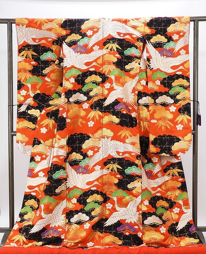 色打掛 正絹 舞鶴 松竹梅 打掛 花嫁衣裳 婚礼 中古 リサイクル