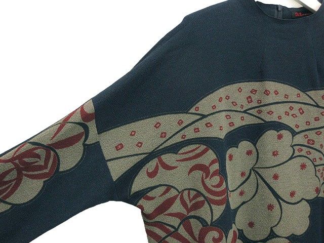 詩仙堂　By　HITOSHI　日本製　ちりめん　セットアップ　ブラック 日本製ちりめん HITOSHI TAMURA 婦人服 和柄 セットアップ