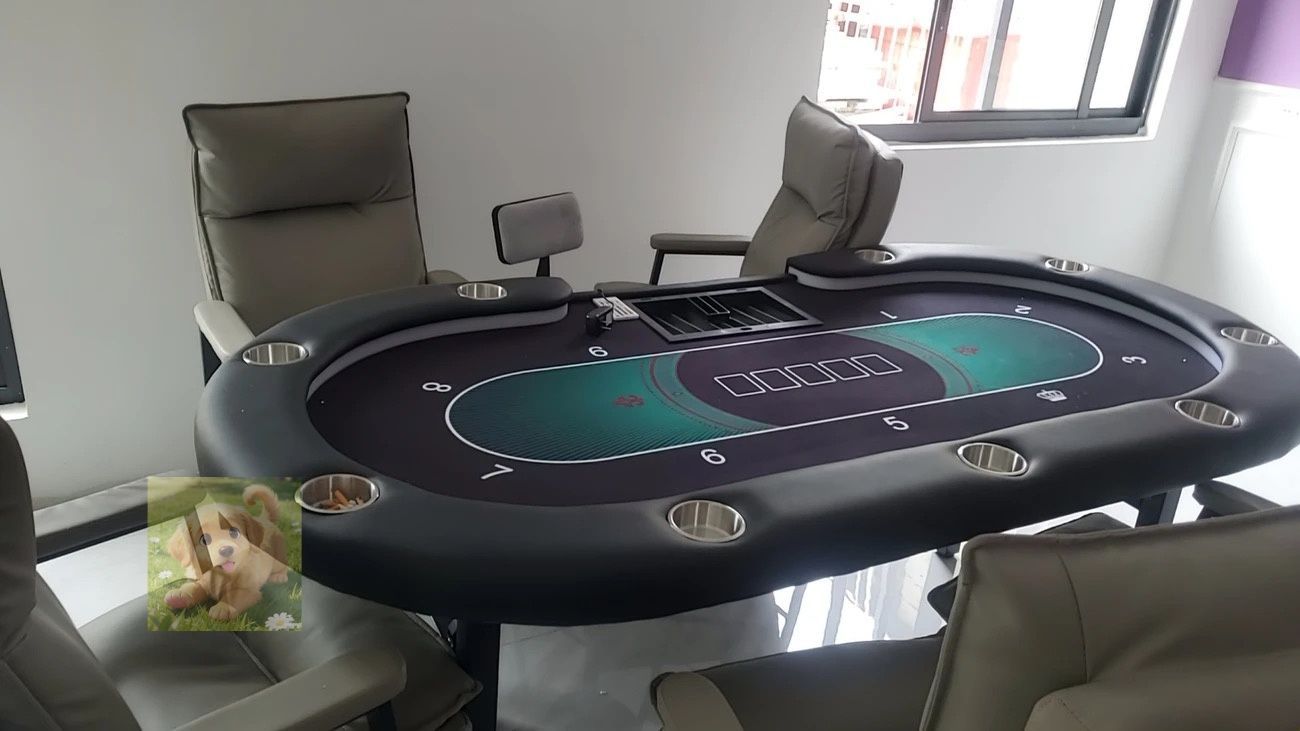 213X106cmポーカーテーブル トップ カップホルダー付き LEDライト 折りたたみ脚ホールデム9人 ホールデムサ 競技用テーブル