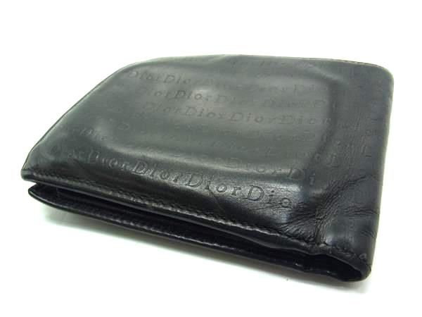 Christian Dior 二つ折り財布 黒 Christian Dior クリスチャンディオール 財布 二つ折り レザー