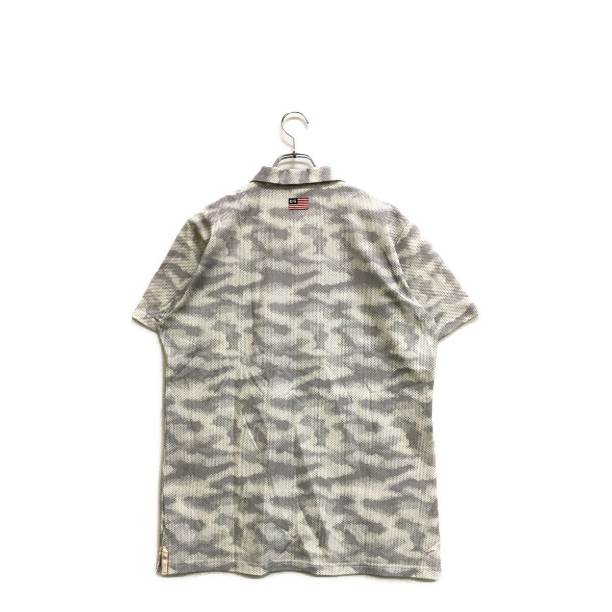 BRIEFING - coco 中古 ブリーフィング BRIEFING メンズ 半袖ポロシャツ L 白×グレー 迷彩 カモフラ 中古 メンズ ブリーフィング BRIEFING 半袖ポロシャツ L 白