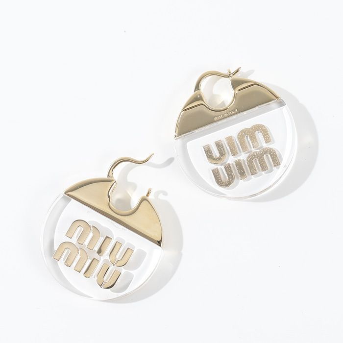 ミュウミュウ正規品/関税送料込み ロゴ プレックス イヤリング miu MIUMIU ミュウミュウ ピアス 5JO912 2F6T レディース ロゴ