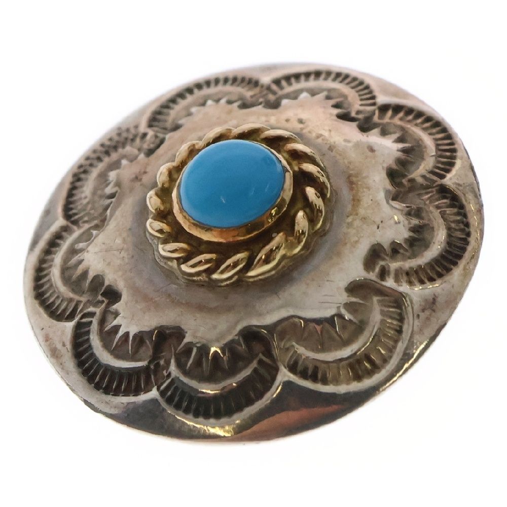 goro's ゴローズ　金縄ターコイズコンチョ goro's ゴローズ 金縄ターコイズ付きフラワーコンチョ横 シルバー