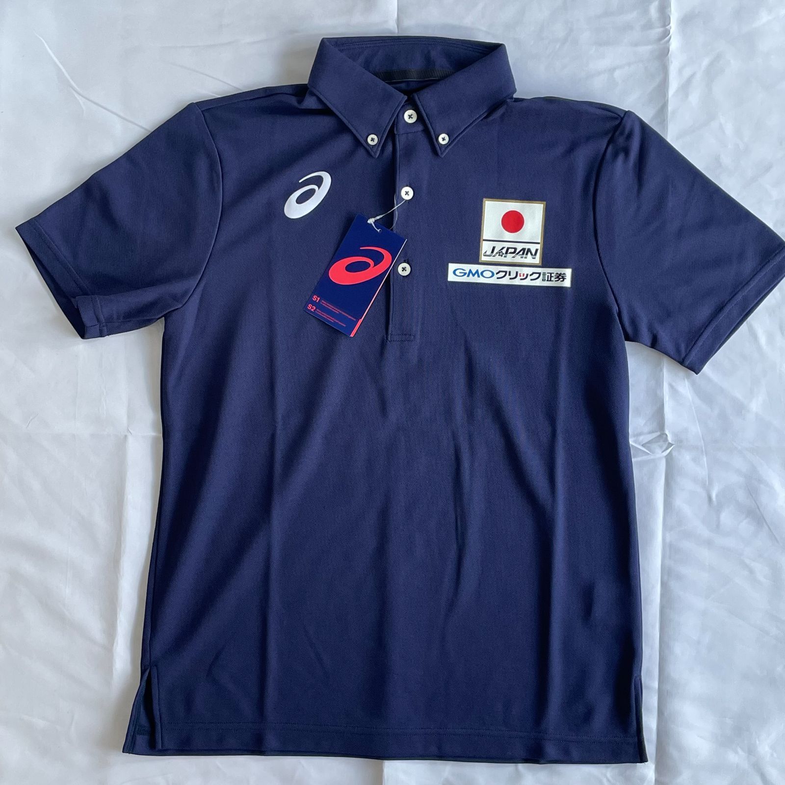 asics アシックス 日本代表 ドライポロシャツ ネイビー - メルカリ