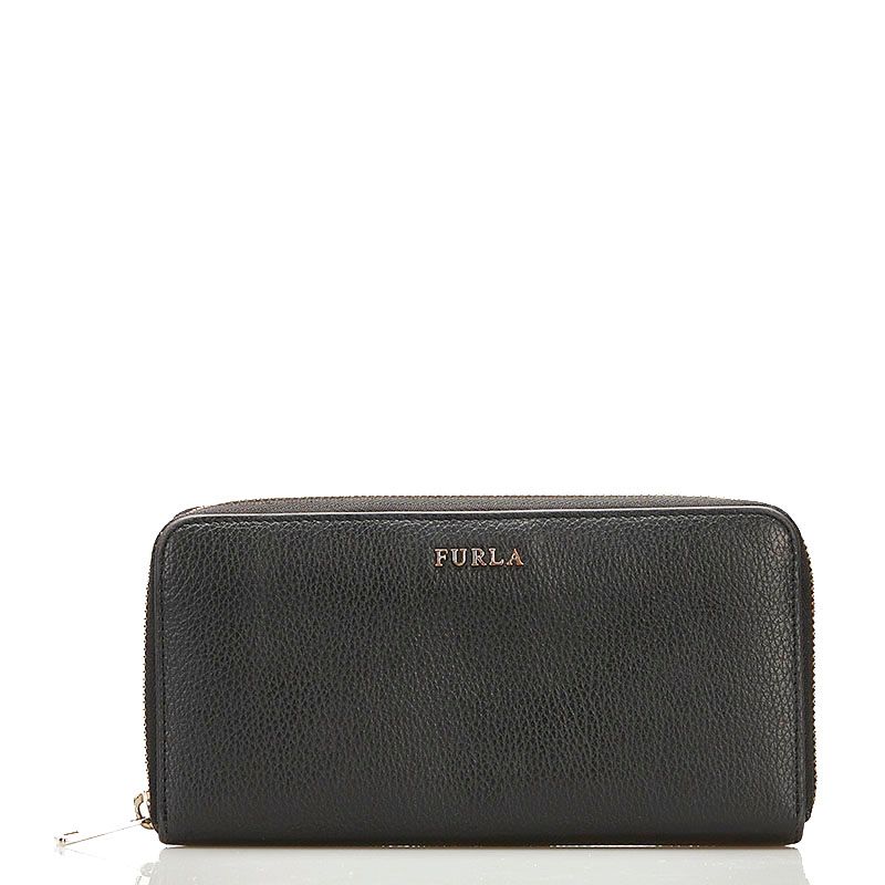 フルラ ラウンドファスナー 長財布 ブラック レザー レディース Furla