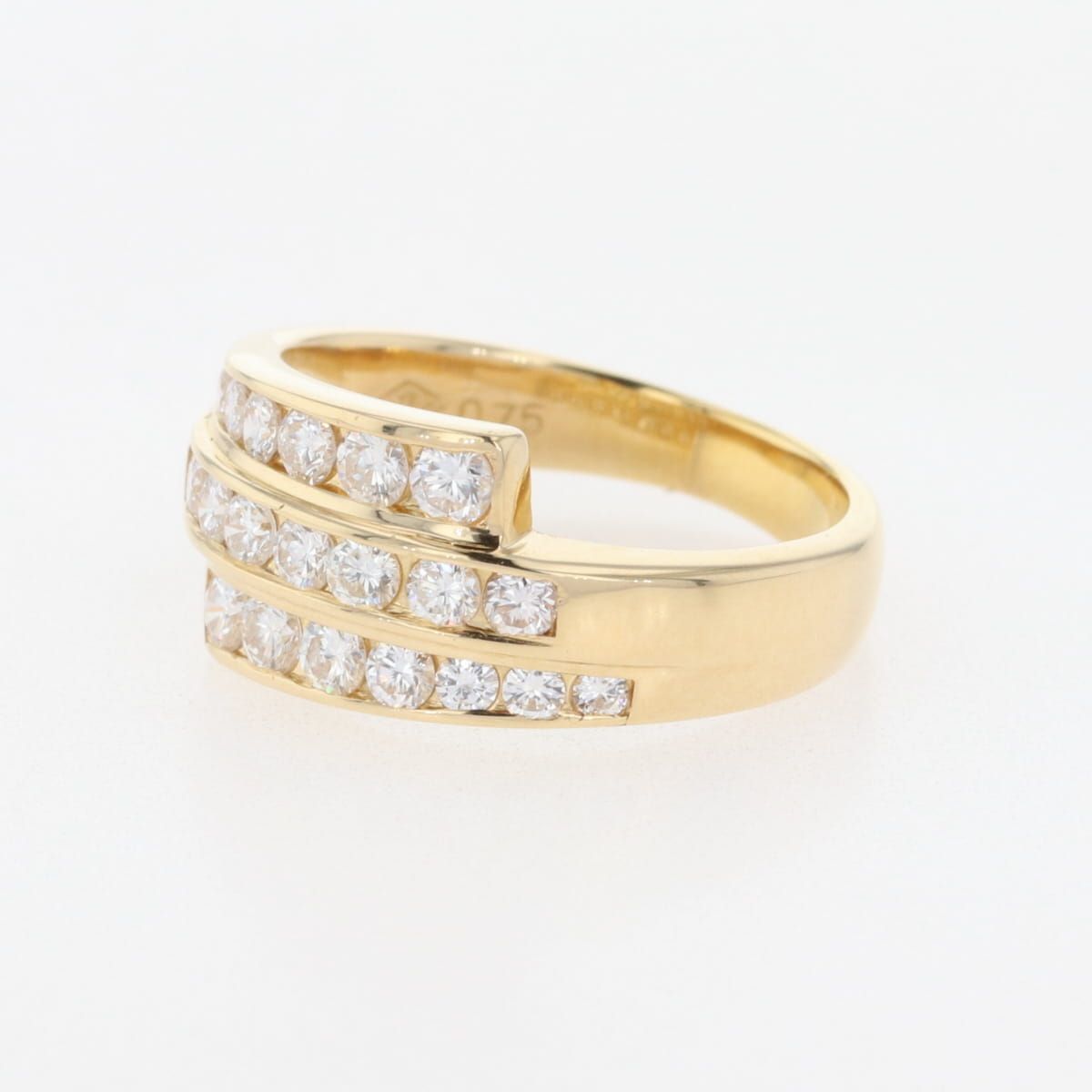 メレダイヤ デザインリング YG イエローゴールド 指輪 リング 10号 750 ダイヤモンド レディース