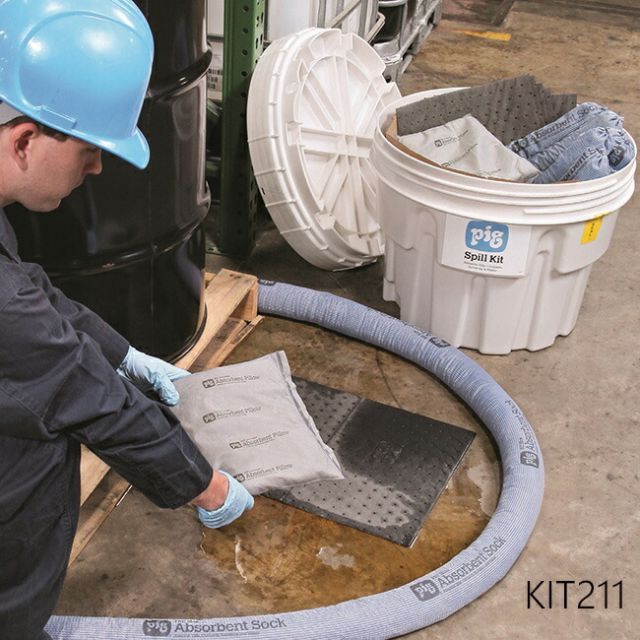 詰め替え用 ユニバーサル スピルキット 76L オーバーパック容器 高さ48cm x 直径58.5cm オイル 液体吸着マット KITR211 PIG ピグ