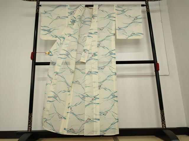 2024 平和屋着物＊夏物 小紋 絽 幾何学文様 洗える着物 AABB0526st