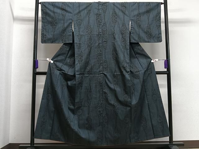 平和屋着物▽上質な紬 単衣 立涌文 正絹 逸品 CAAT0767dy