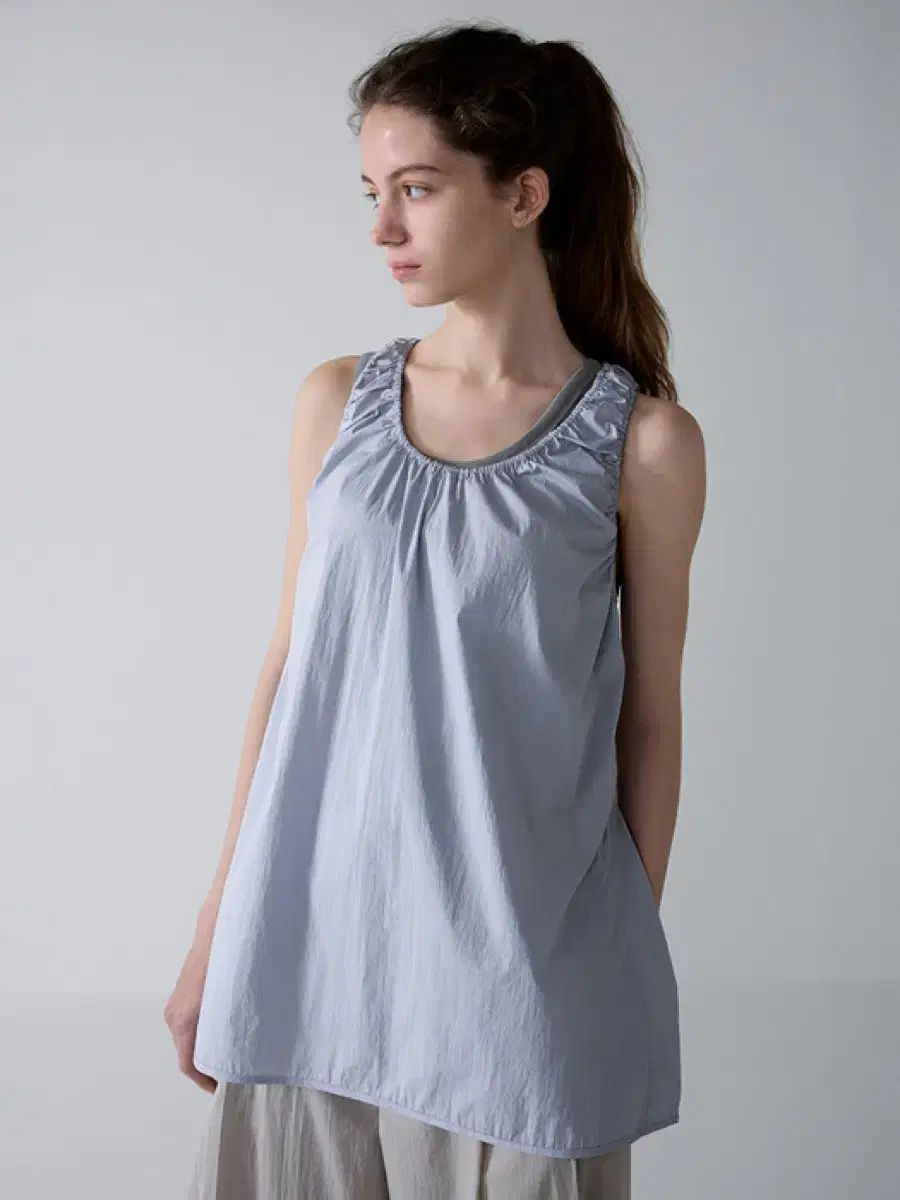 サマー ノースリーブ トップス powder blue