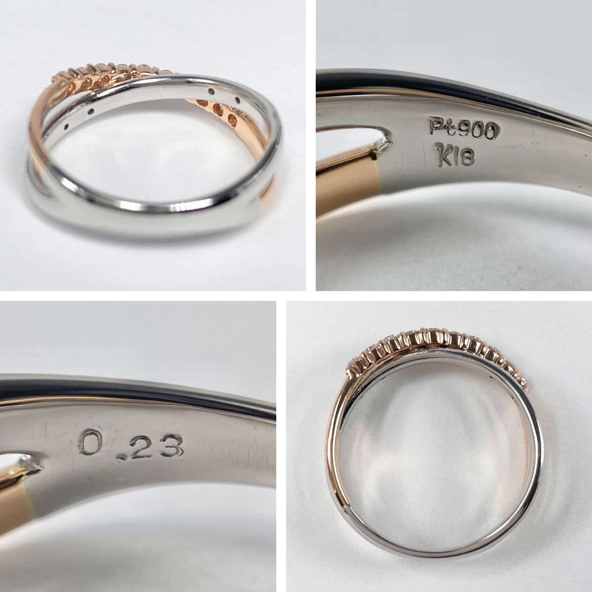 Pt900 K18PG 天然ダイヤモンド0.23ct リング - メルカリ 