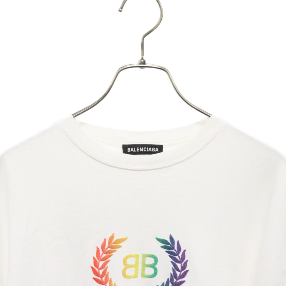 BALENCIAGA (バレンシアガ) 19SS Rainbow T Shirt レインボー フロントロゴプリント 半袖Tシャツ ホワイト  570813 TEV53 - メルカリ