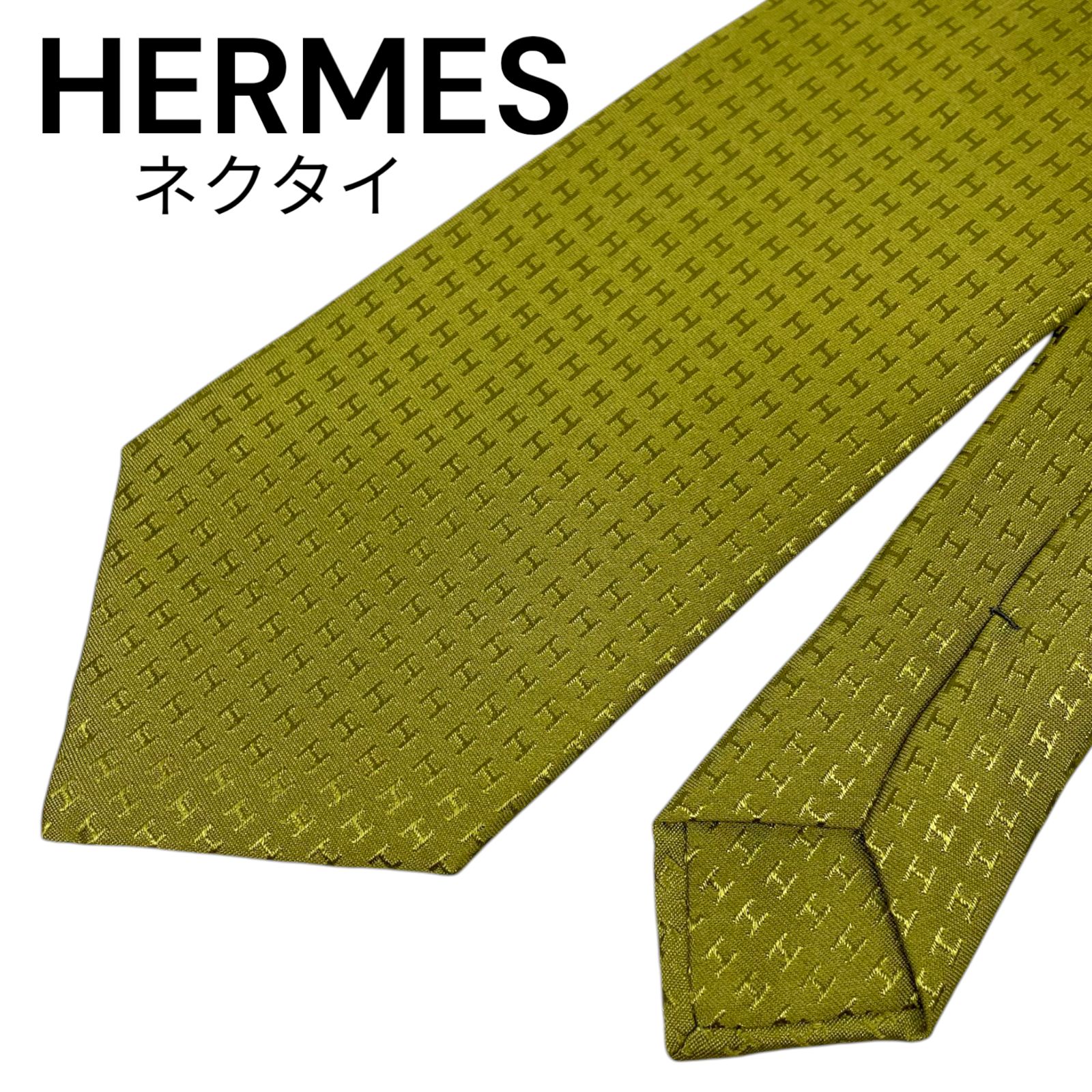 HERMES エルメス ネクタイ H柄 ファソネ H ジャガード シルク H織り 