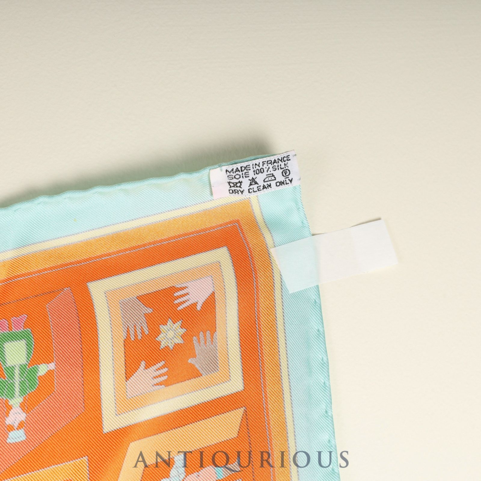 美品◇エルメス カレ90スカーフ DONNER LA MAIN シルク オレンジ