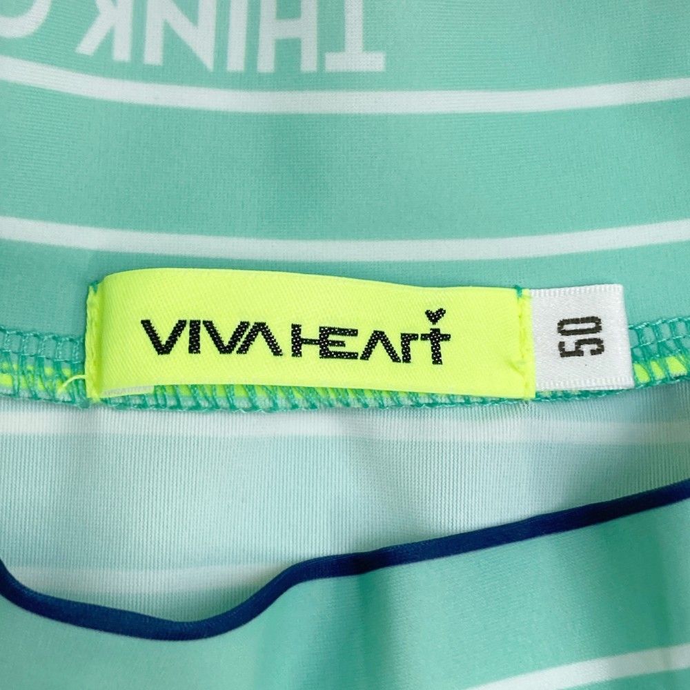 サイズ：50 VIVA HEART ビバハート  ハイネック 半袖Tシャツ ボーダー柄 グリーン系 [240101357691]# ゴルフウェア メンズ ストスト