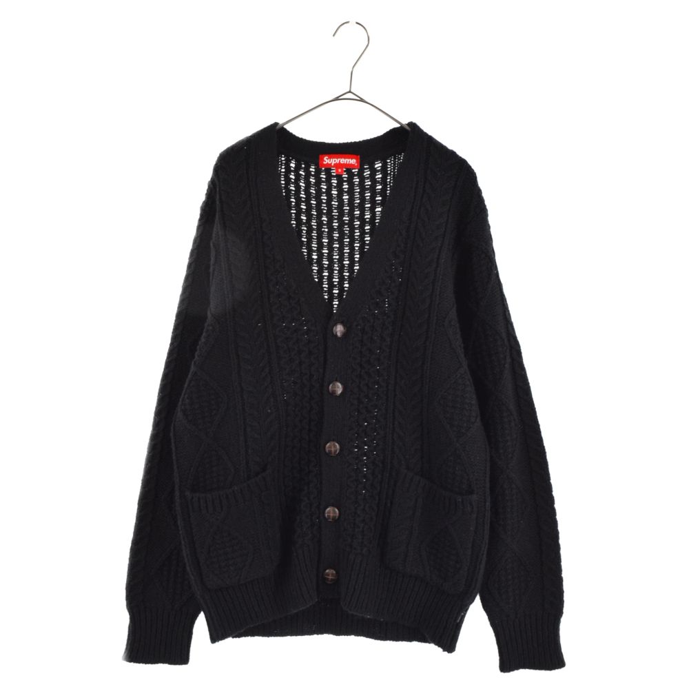 Supreme ブラック ケーブルニット カーディガン