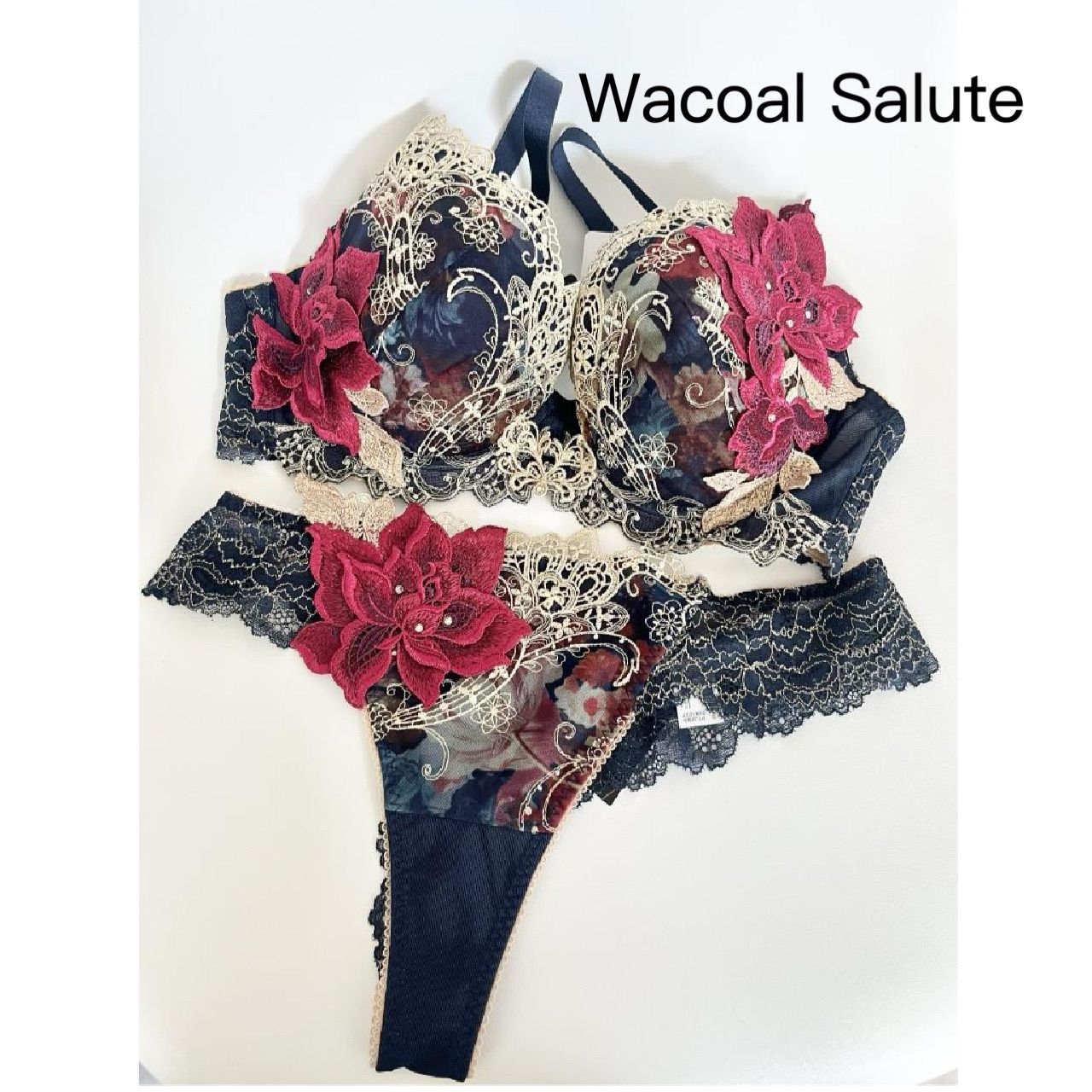 発売コレクション Wacoal Salute ワコールサルート ブラジャー＆ソング Tバックショーツ 90G オペラ座の怪人 2025年製 日本製 E75|L ランジェリー 下着 送料込み 6456891