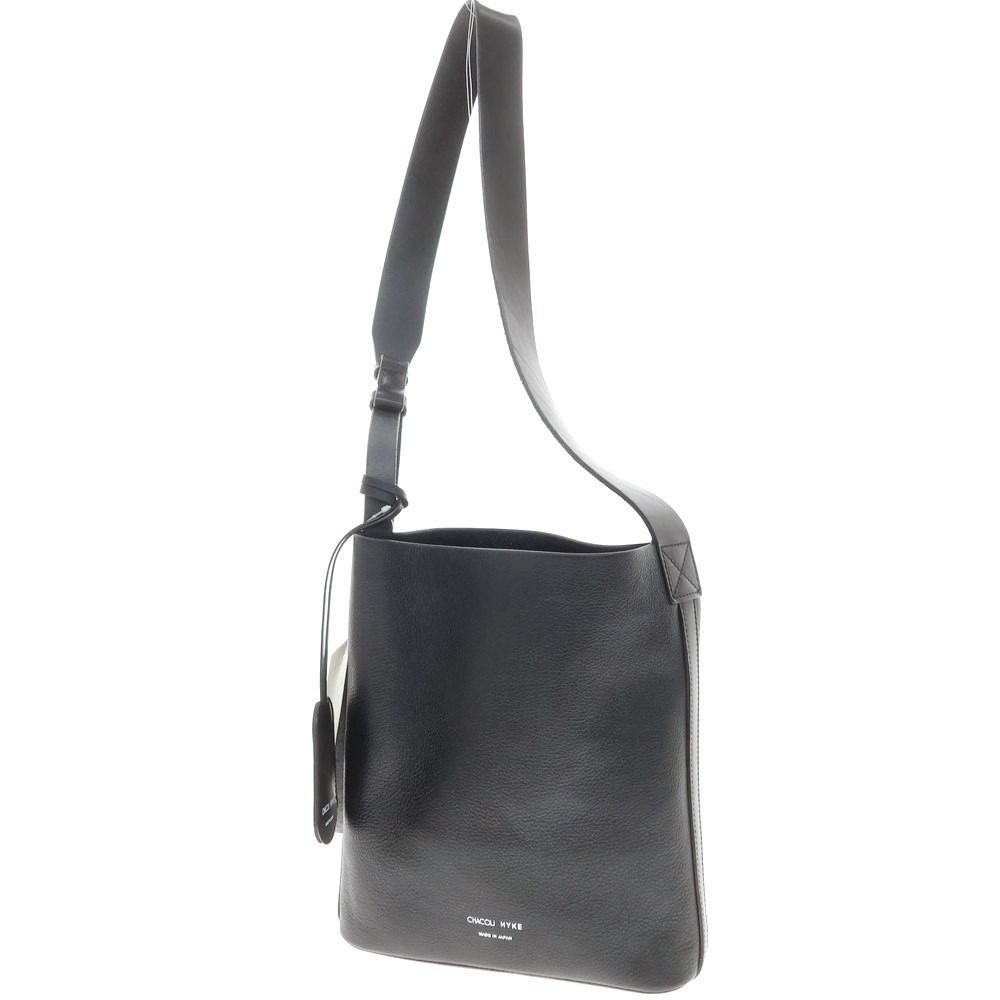 【中古】ハイク HYKE × CHACOLI レザー ショルダーバッグ ブラック【W23xH26.5xD6.5】【メンズ】
