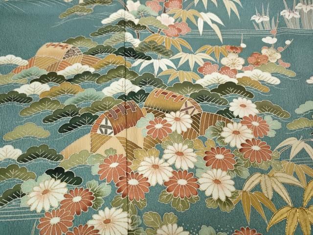 平和屋着物○訪問着 作家物 刺繍 御所解花文 金彩 正絹 逸品