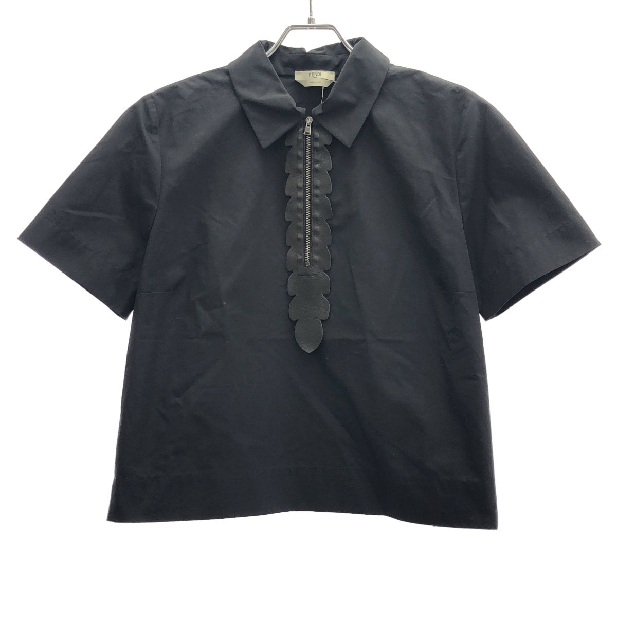 FENDI フェンディ 15SS レザーハーフジップデザイン ショートスリーブ  