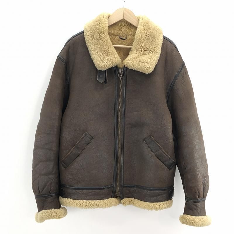 【中古】AZURAGI ムートンジャケット L ブラウン アズラギ 羊革[10]