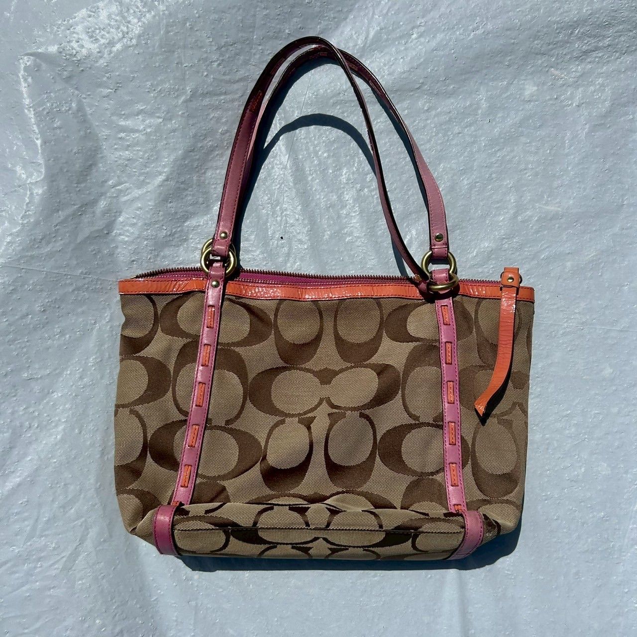 COACH コーチ シグネチャー トートバッグ 13005 ブラウン ピンク