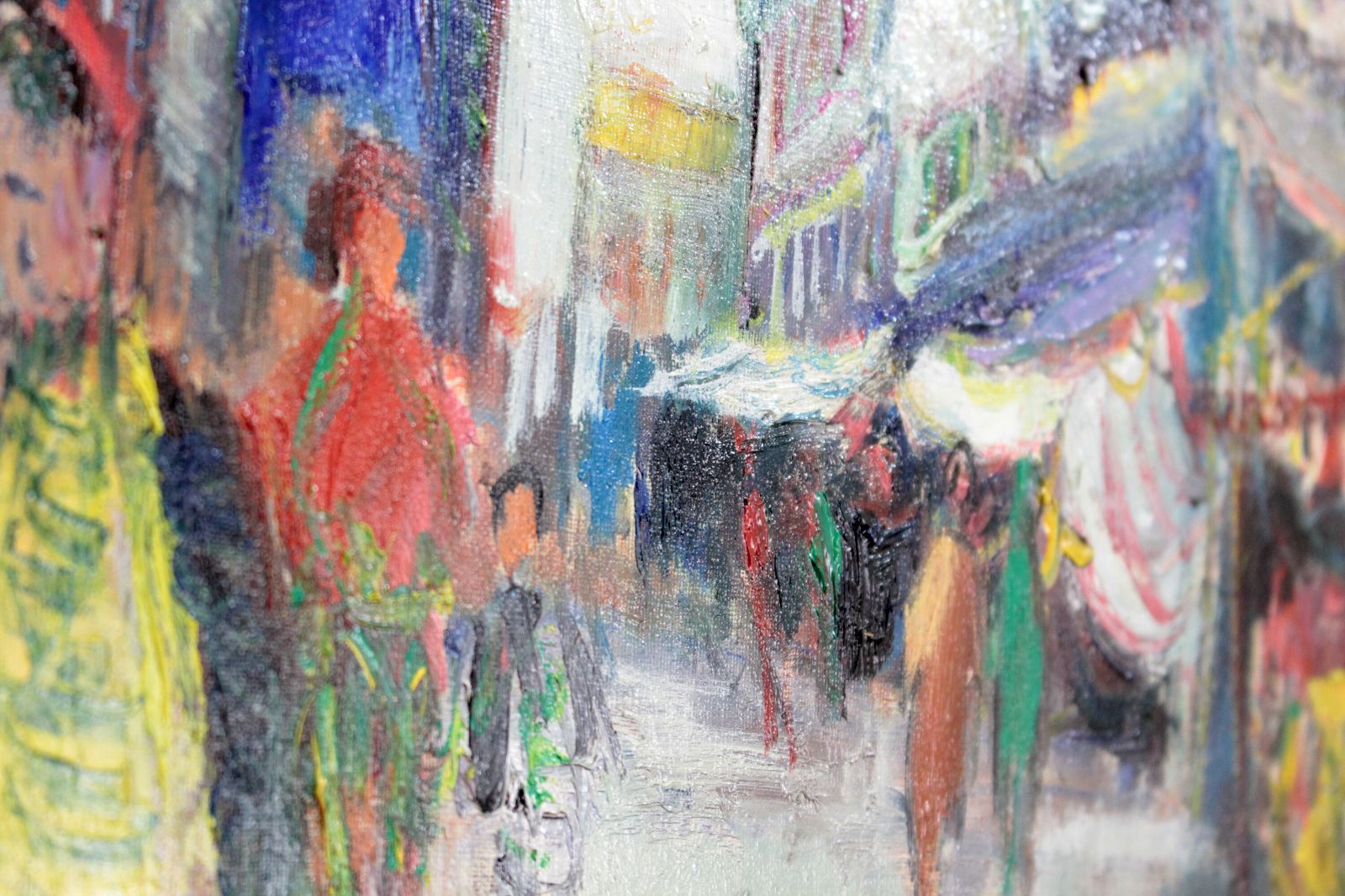 三塩清巳『朝市』油彩画【真作保証】 絵画 三塩清巳 『朝市』 油彩画 - 北海道画廊