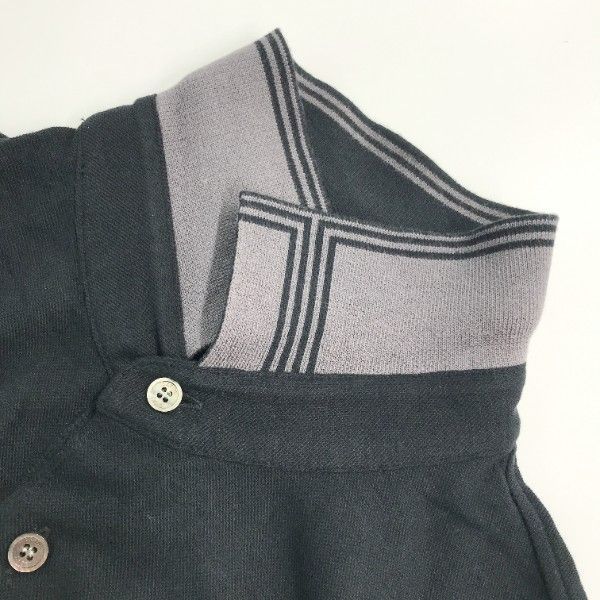 再再再値下げランバンスポール　長袖ポロシャツ38 黒✕グレー LANVIN SPORT ランバン スポール 長袖ポロシャツ ブラック系 38