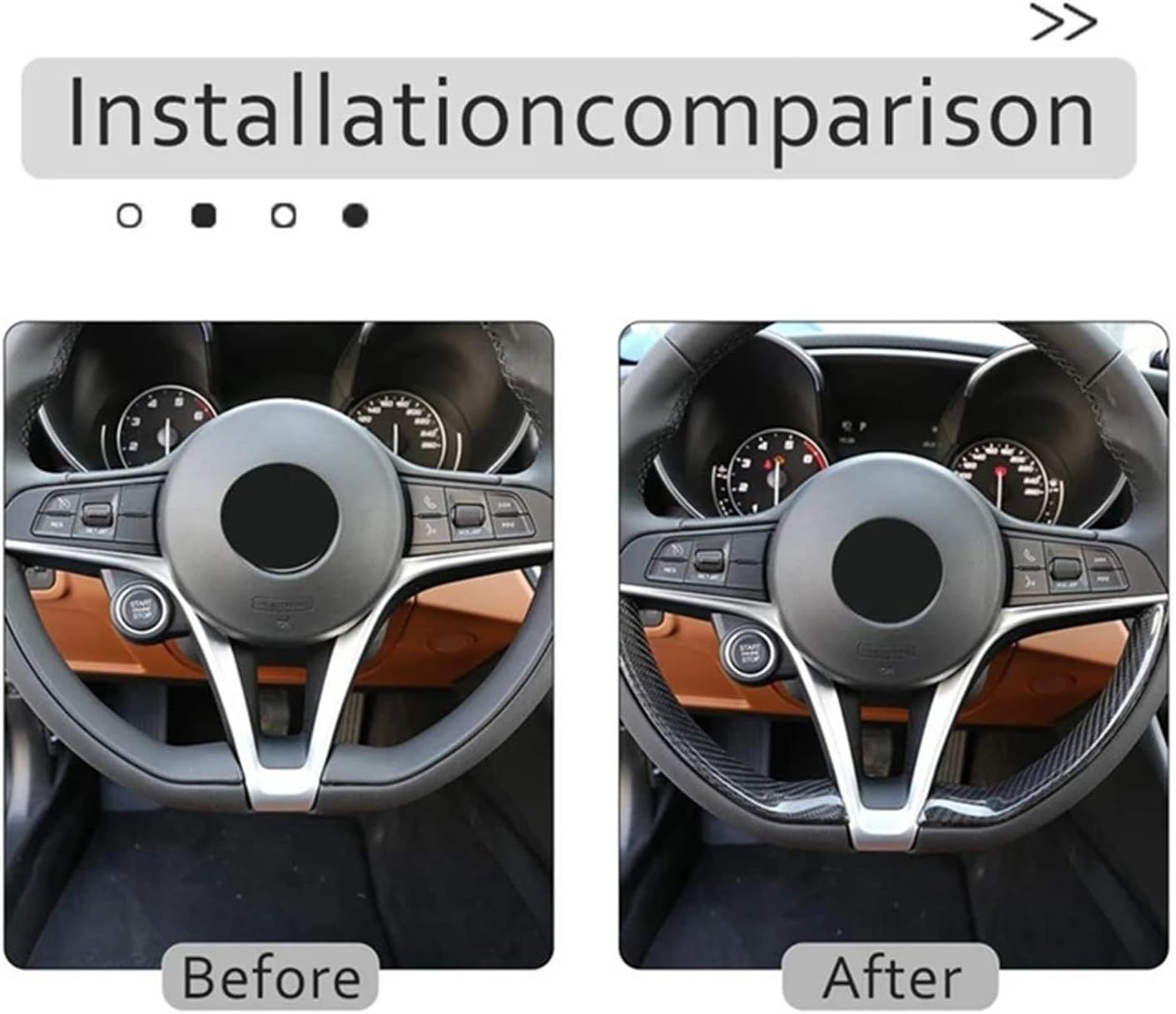 アルファロメオ ジュリア 2017-2019 対応 ステアリングホイールカバー カーボン調 2点セット FFCRYSTALESIA_COM