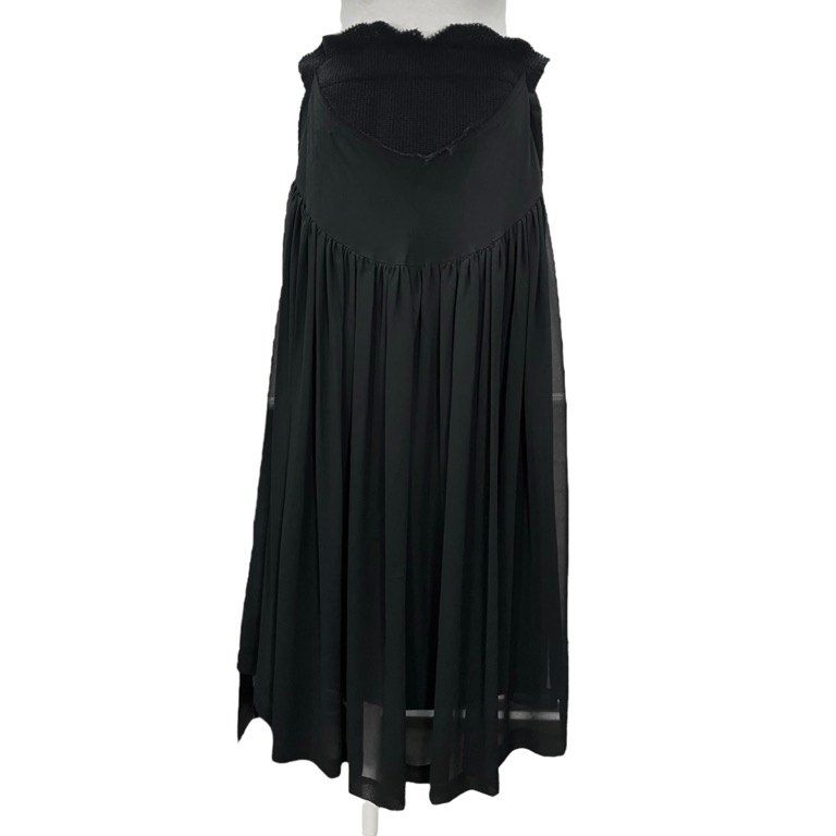 COMME des GARCONS 02AW シフォンニットドッキングレイヤードカットオフシースルーギャザースカート Archive レディース