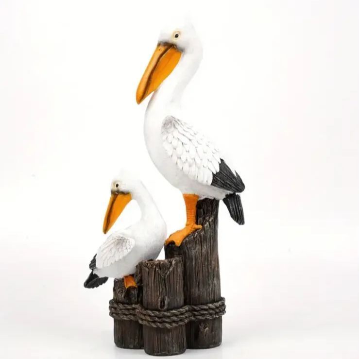 ペリカン オブジェ 置物 ガーデン彫像 動物 鳥 二匹で