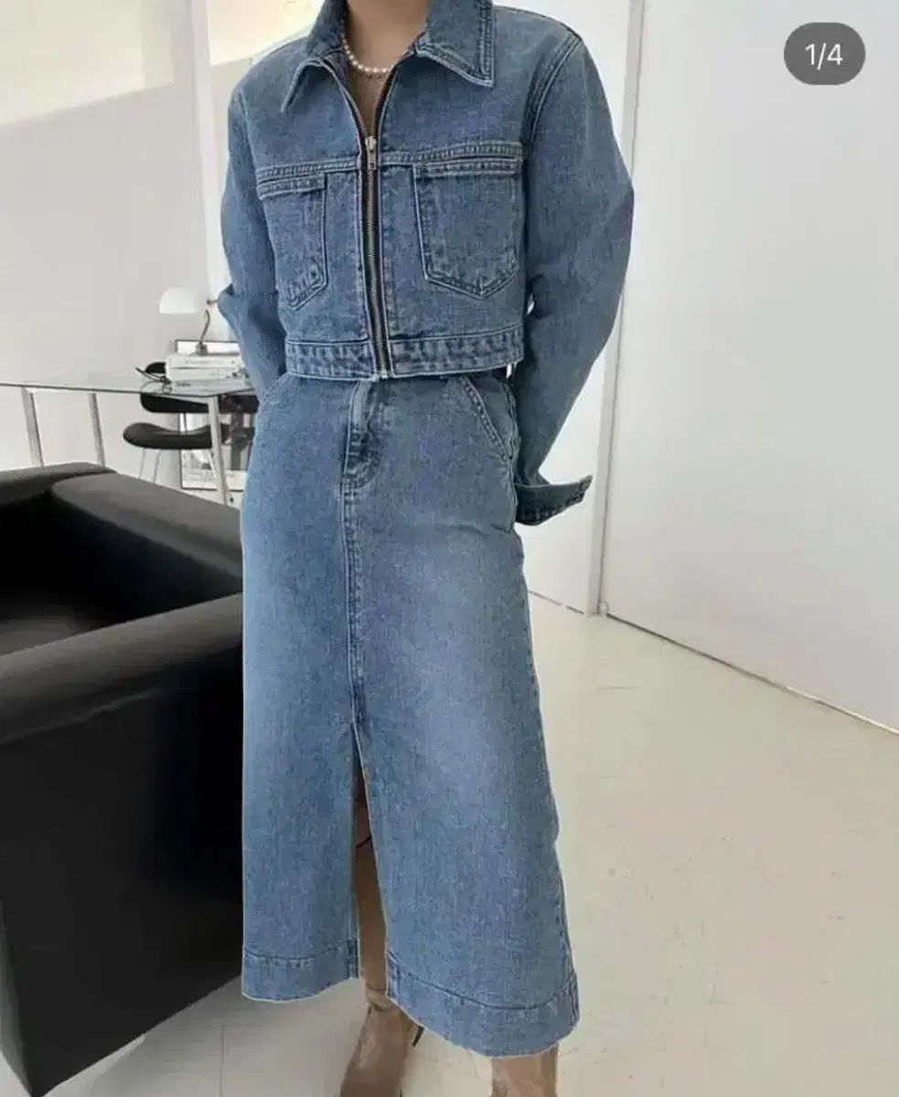 デニム ジャケット ロング丈スカート セットアップ